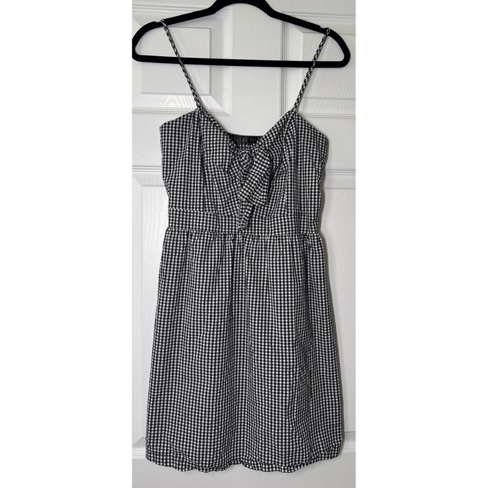 Potter's Pot Women's Sundress Black And White Checks Front Tie Size Small